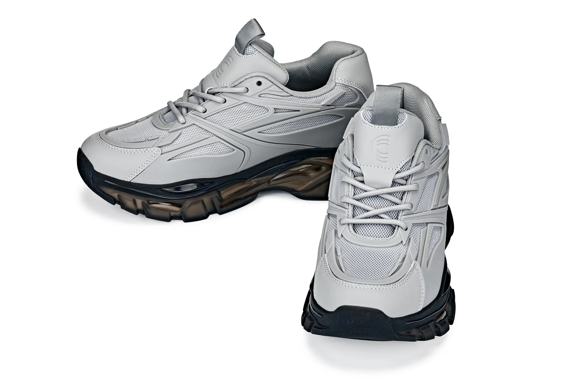 S5281 - 2.6 Inches Taller (Cement/Translucent Onyx Sole) - Chunky Sole Sporty Men's Sneakers - Image 5