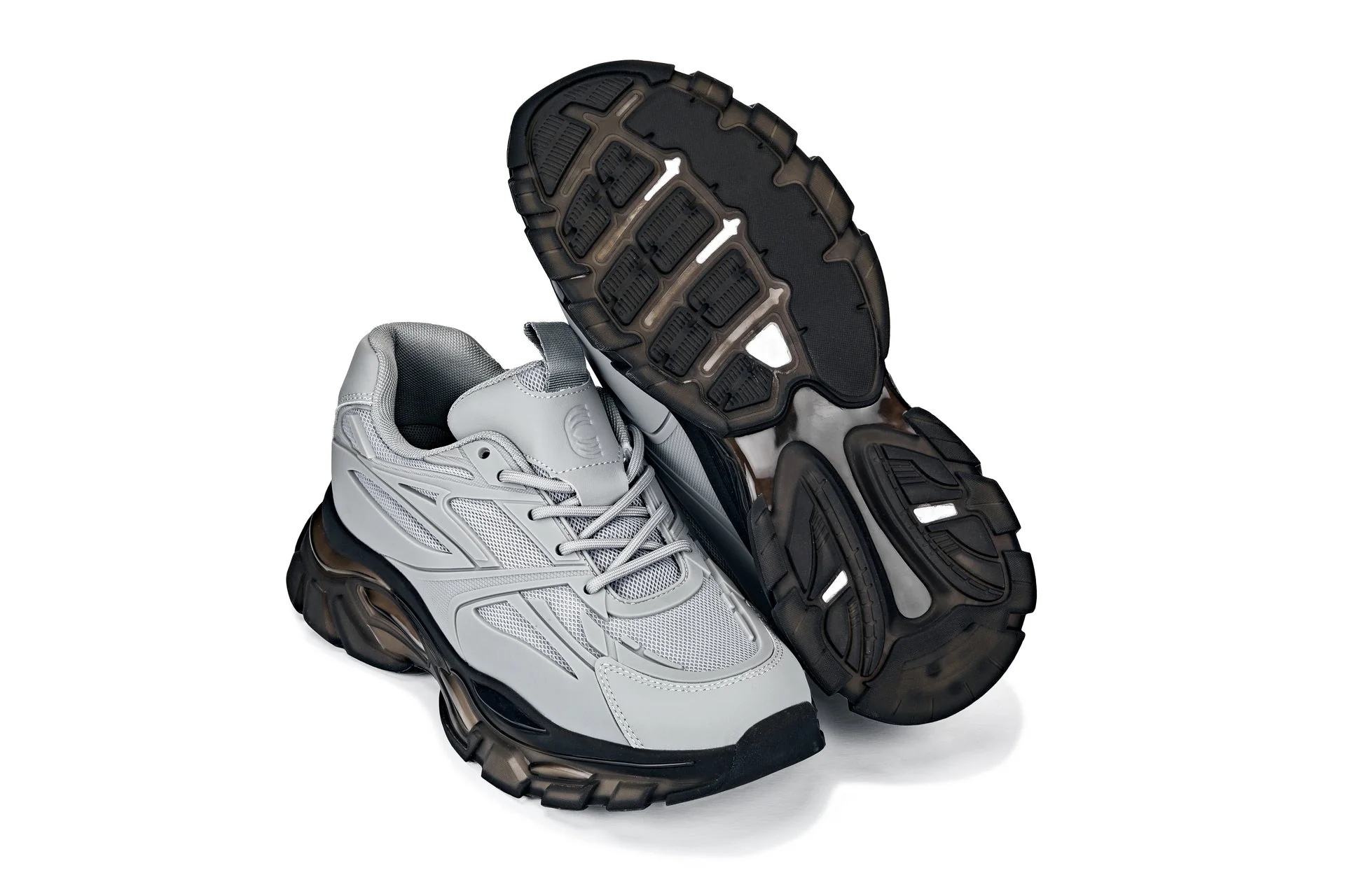 S5281 - 2.6 Inches Taller (Cement/Translucent Onyx Sole) - Chunky Sole Sporty Men's Sneakers - Image 6