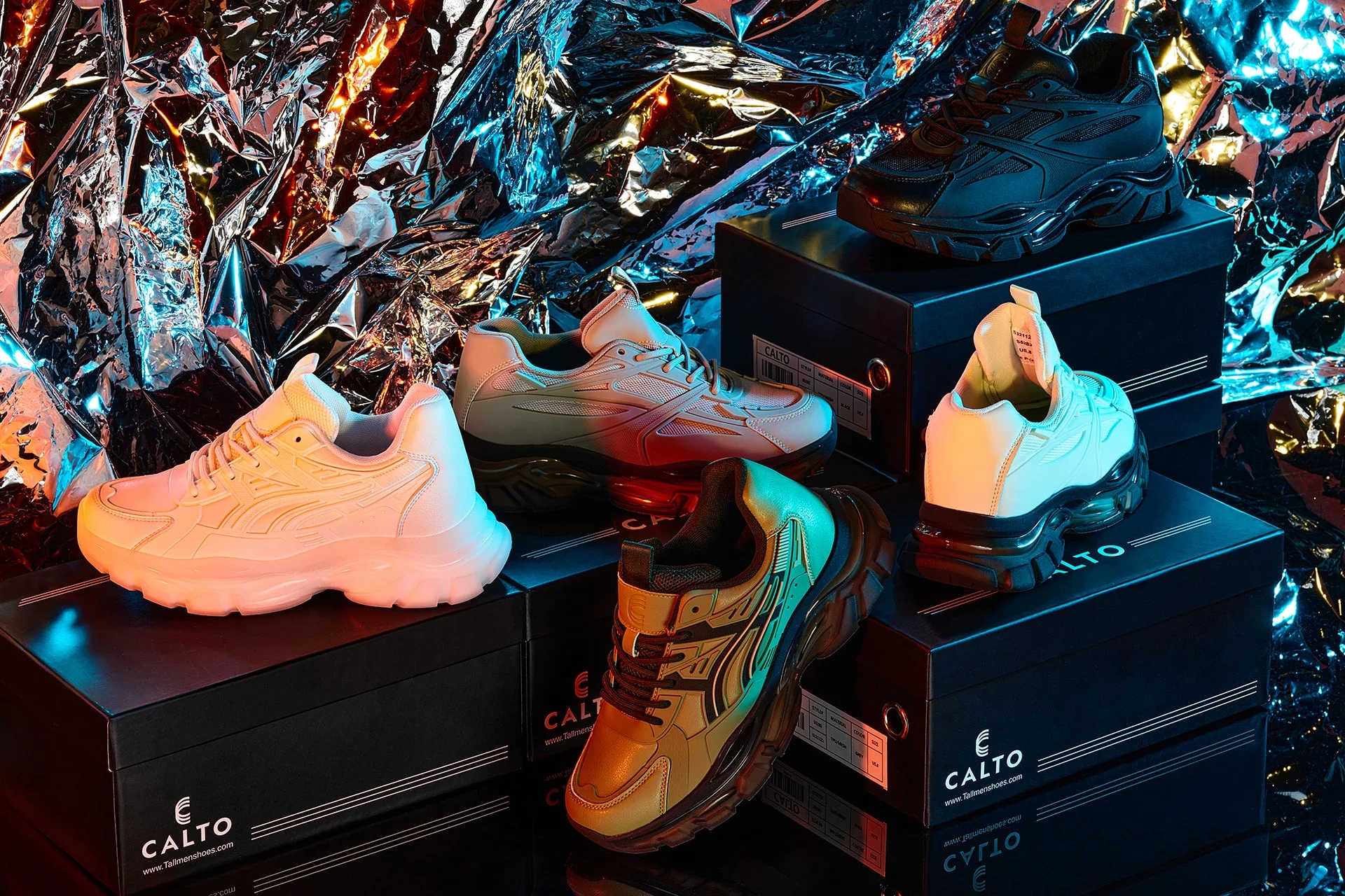 S5281 - 2.6 Inches Taller (Cement/Translucent Onyx Sole) - Chunky Sole Sporty Men's Sneakers - Image 7