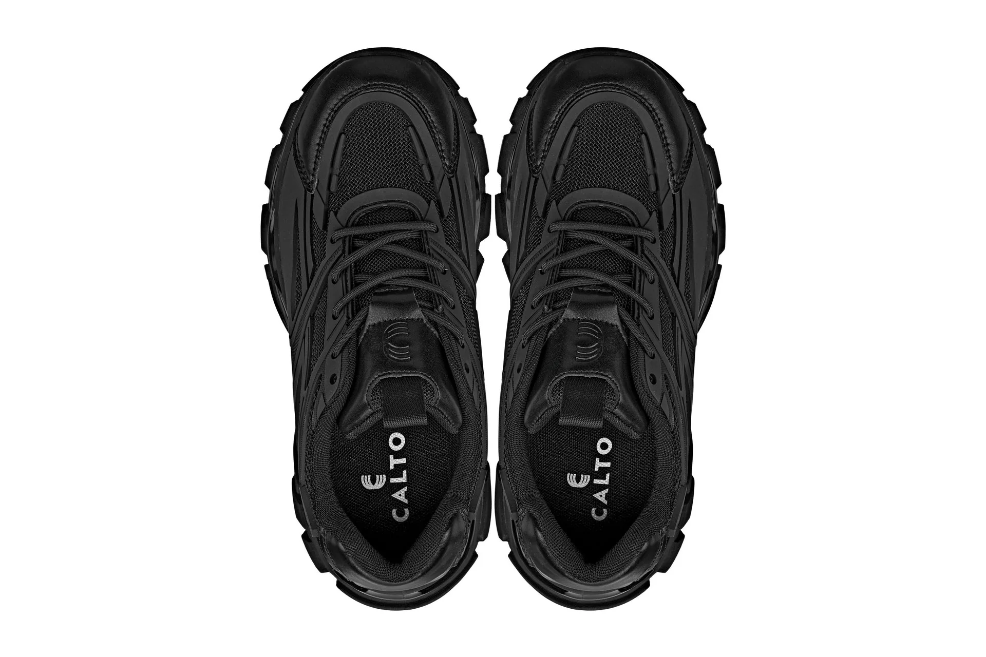 S5282 - 2.6 Inches Taller (Jet Black/Onyx Sole) - Chunky Sole Sporty Men's Sneakers - Image 4
