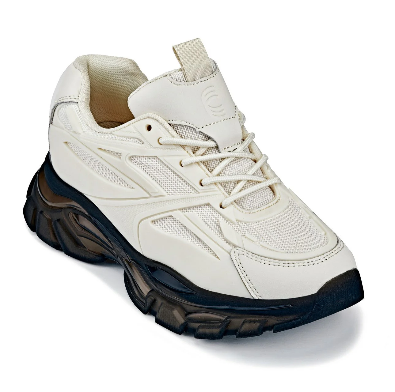 S5283 - 2.6 Inches Taller (Beige/Translucent Onyx Sole) - Chunky Sole Sporty Men's Sneakers