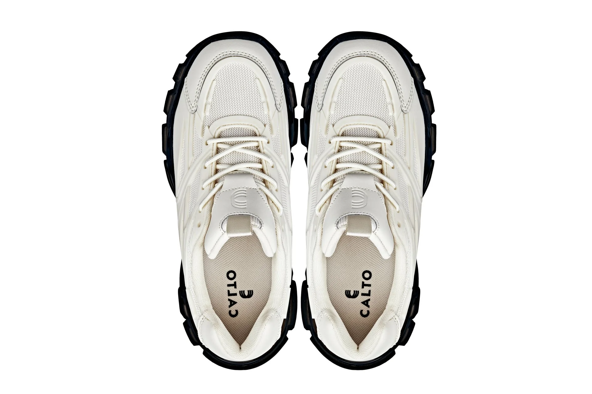 S5283 - 2.6 Inches Taller (Beige/Translucent Onyx Sole) - Chunky Sole Sporty Men's Sneakers - Image 4