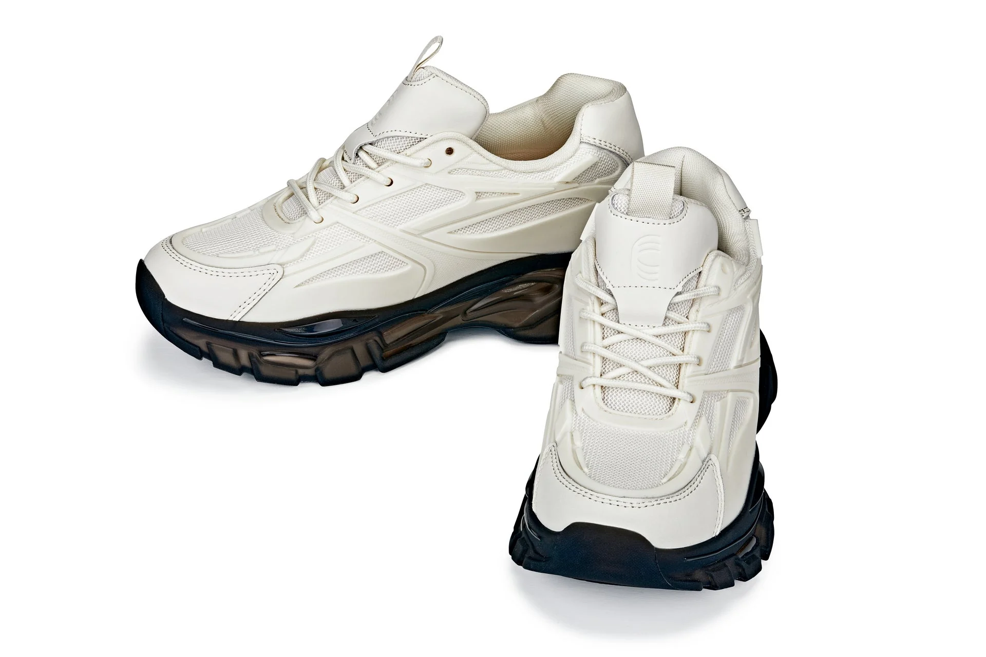 S5283 - 2.6 Inches Taller (Beige/Translucent Onyx Sole) - Chunky Sole Sporty Men's Sneakers - Image 5