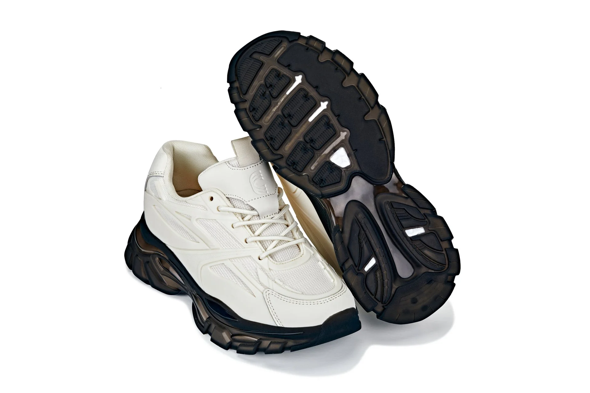 S5283 - 2.6 Inches Taller (Beige/Translucent Onyx Sole) - Chunky Sole Sporty Men's Sneakers - Image 6