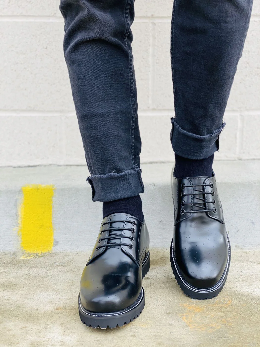 S9118 - 3" Taller Black Leather Elevator Work Men's Shoes - Image 7