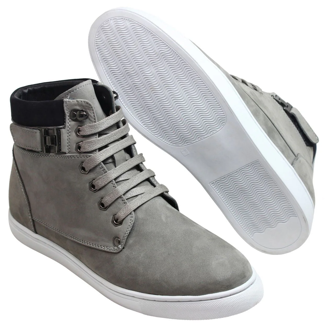 T53120 - 2.6 Inches Taller (Nubuck Grey) - High Top Men's Sneak-boot - Image 7