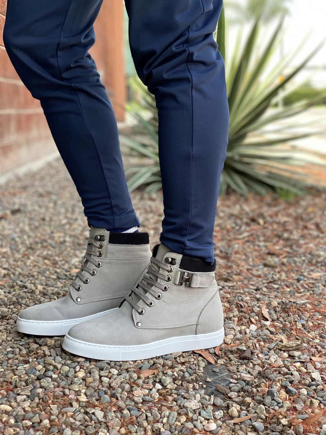 T53120 - 2.6 Inches Taller (Nubuck Grey) - High Top Men's Sneak-boot - Image 9