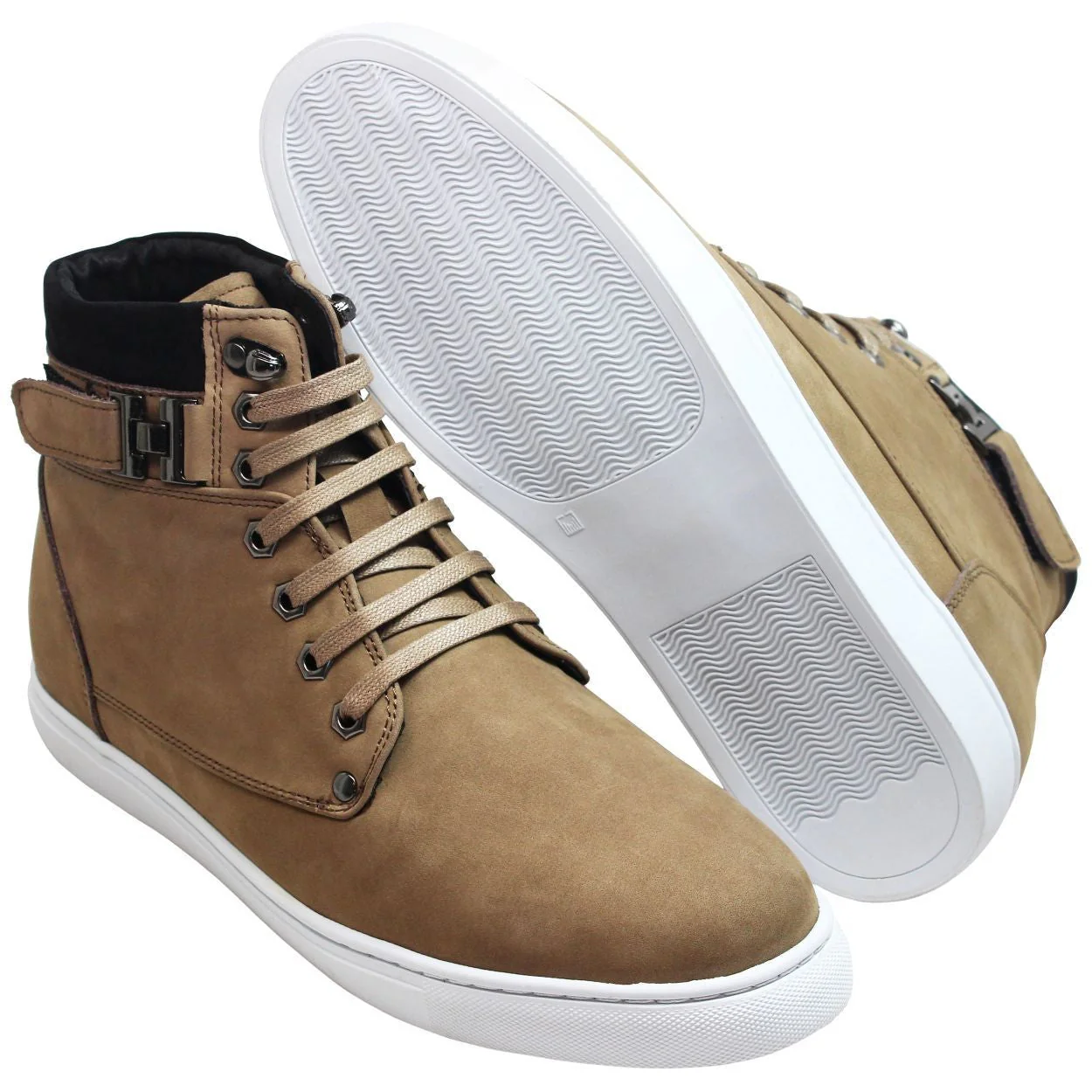 T53121 - 2.6 Inches Taller (Nubuck Tan) - High Top Men's Sneak-boot - Image 7