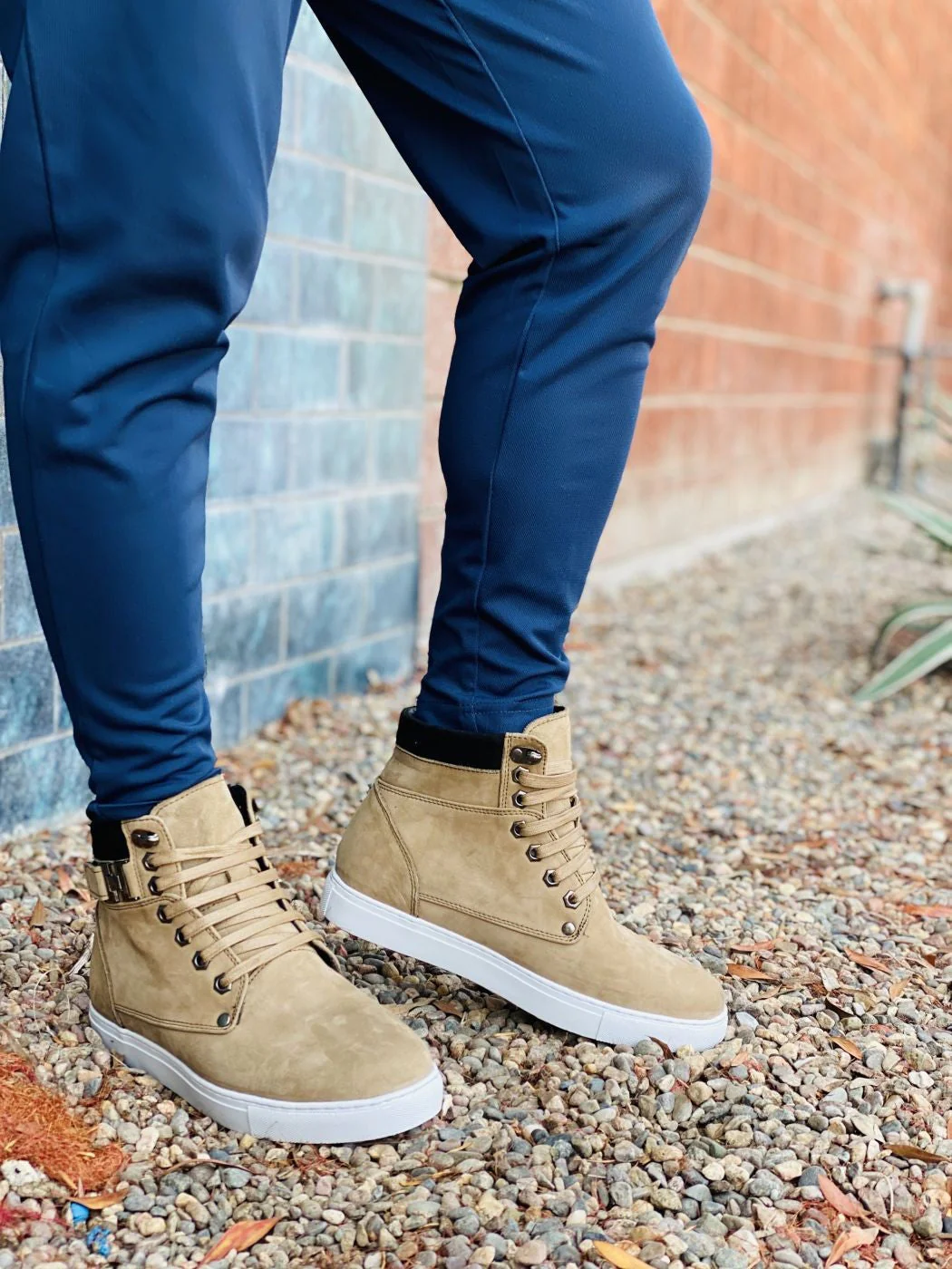T53121 - 2.6 Inches Taller (Nubuck Tan) - High Top Men's Sneak-boot - Image 8