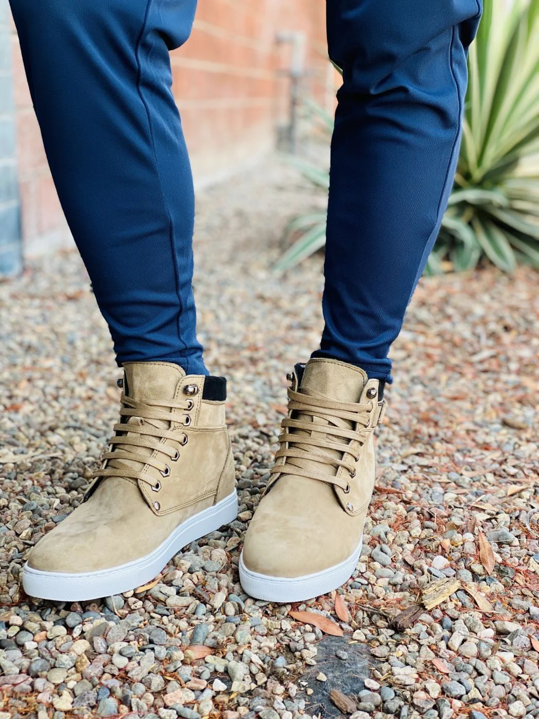 T53121 - 2.6 Inches Taller (Nubuck Tan) - High Top Men's Sneak-boot - Image 9