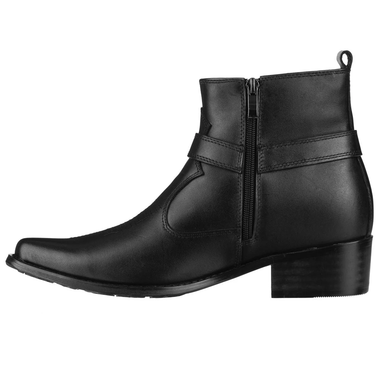 T8112 - 3.3 Inches Taller (Black) - Zipper Men's Boots - Image 3