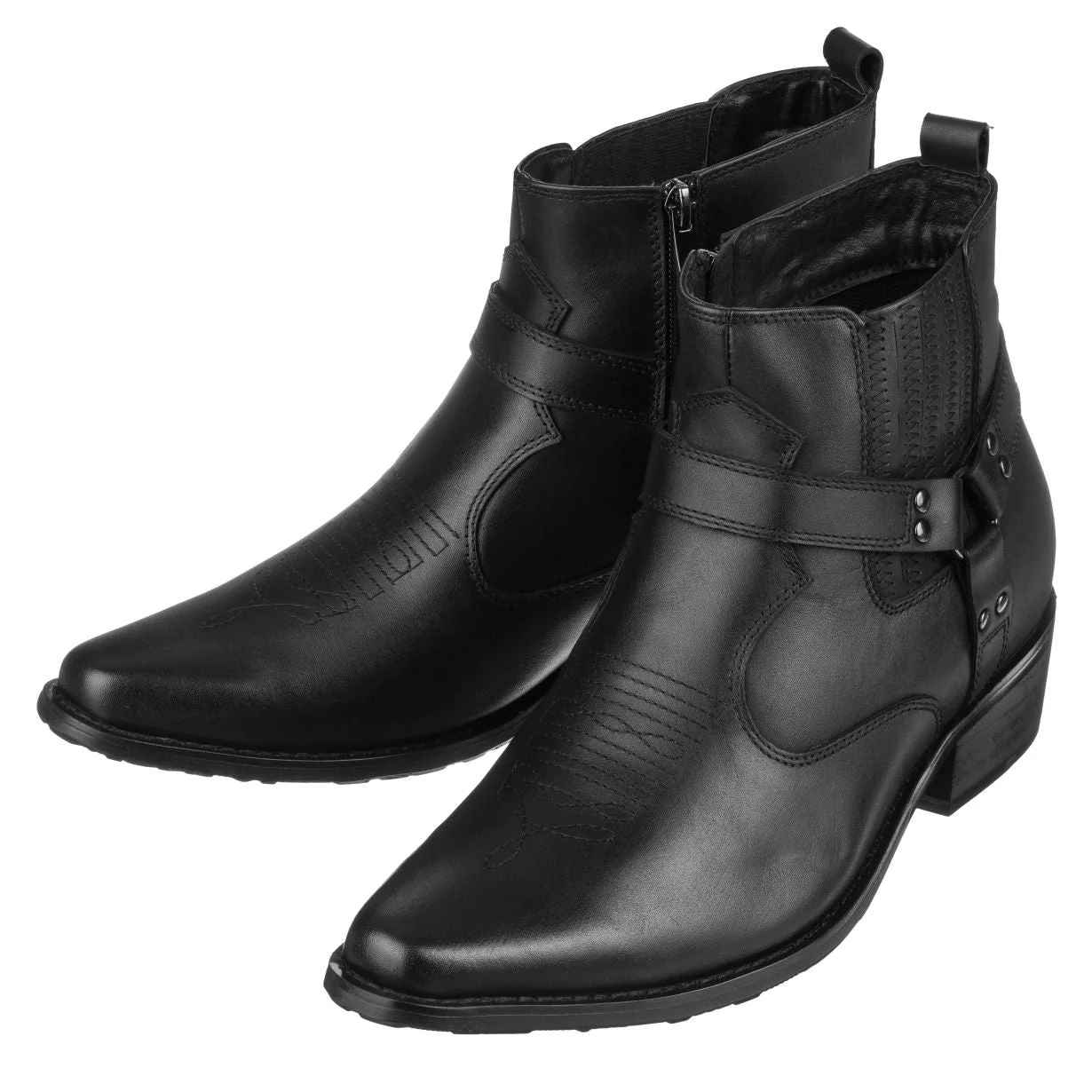 T8112 - 3.3 Inches Taller (Black) - Zipper Men's Boots - Image 4