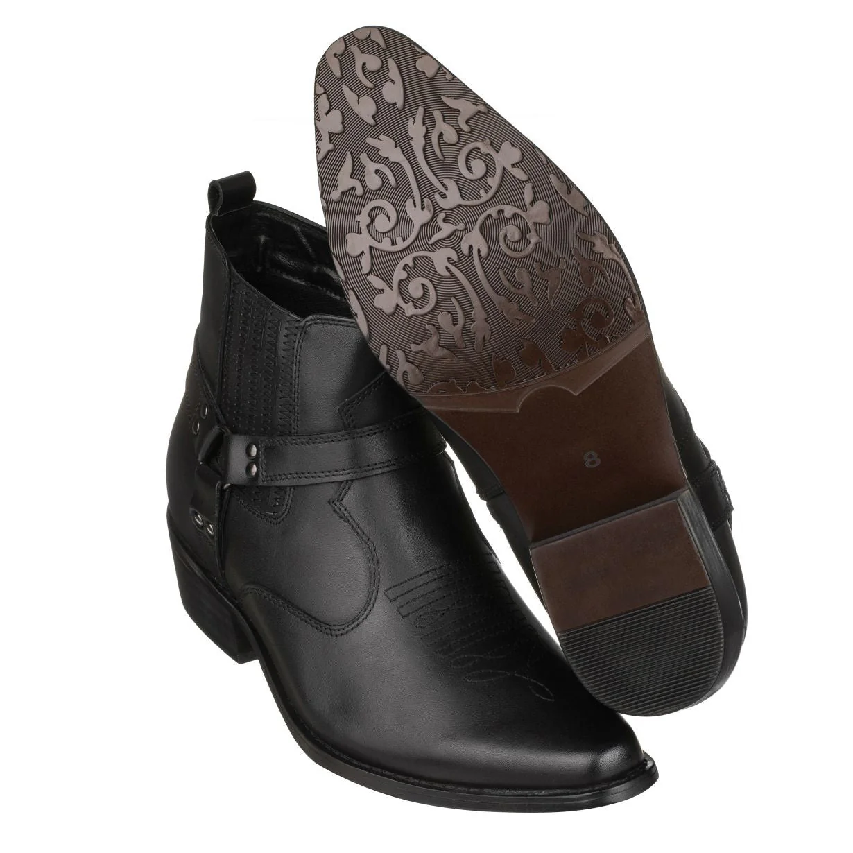 T8112 - 3.3 Inches Taller (Black) - Zipper Men's Boots - Image 5