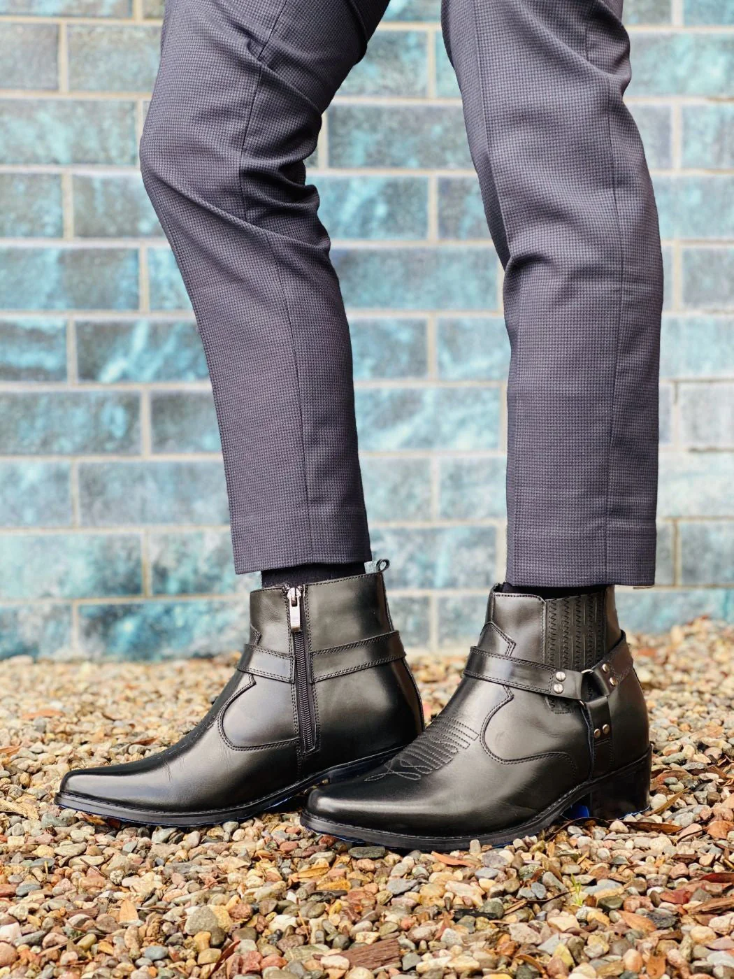 T8112 - 3.3 Inches Taller (Black) - Zipper Men's Boots - Image 6