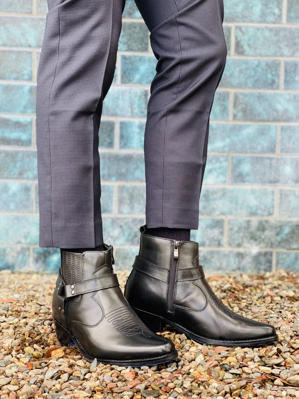 T8112 - 3.3 Inches Taller (Black) - Zipper Men's Boots - Image 7