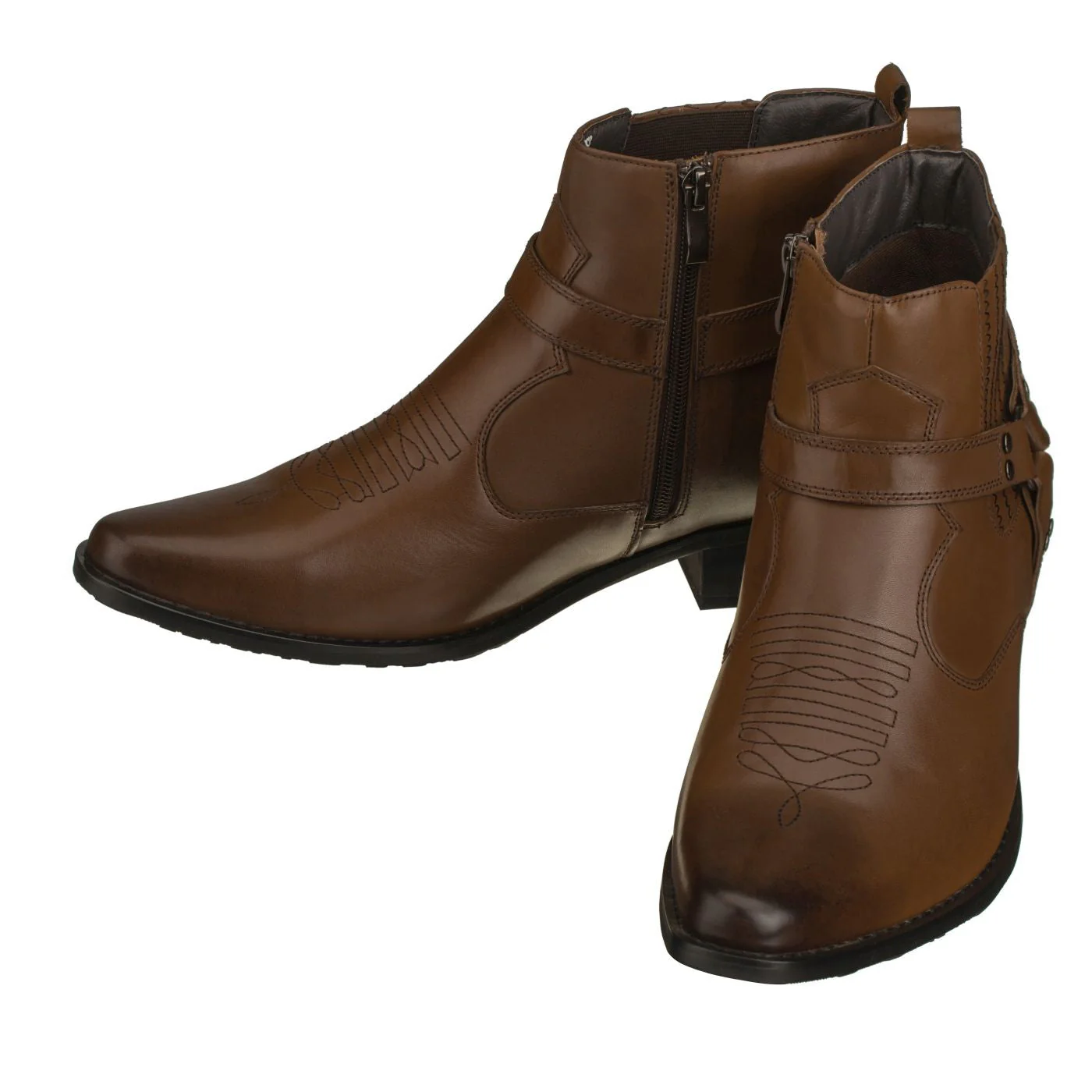T8113 - 3.3 Inches Taller (Dark Brown) - Zipper Men's Boots - Image 4