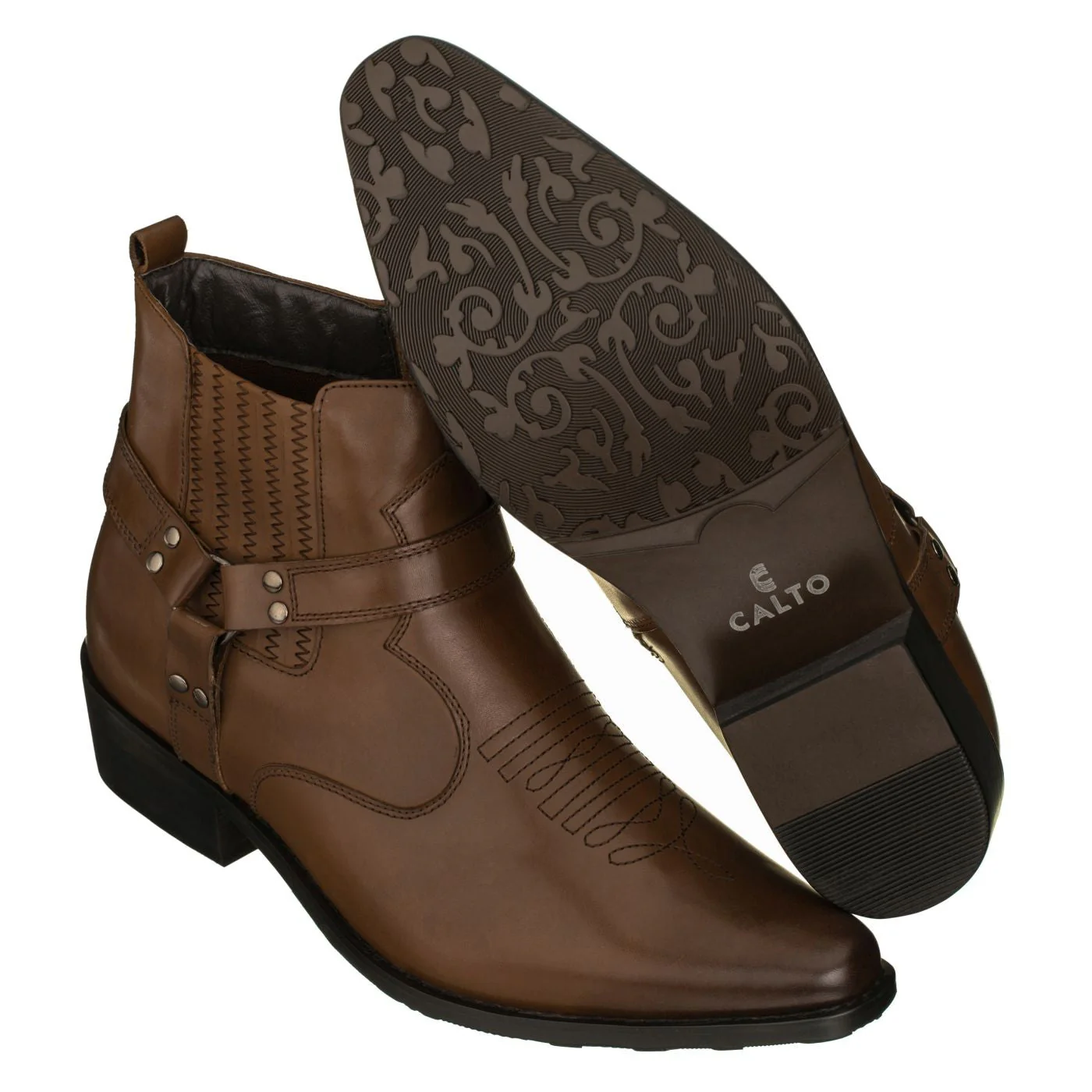 T8113 - 3.3 Inches Taller (Dark Brown) - Zipper Men's Boots - Image 5