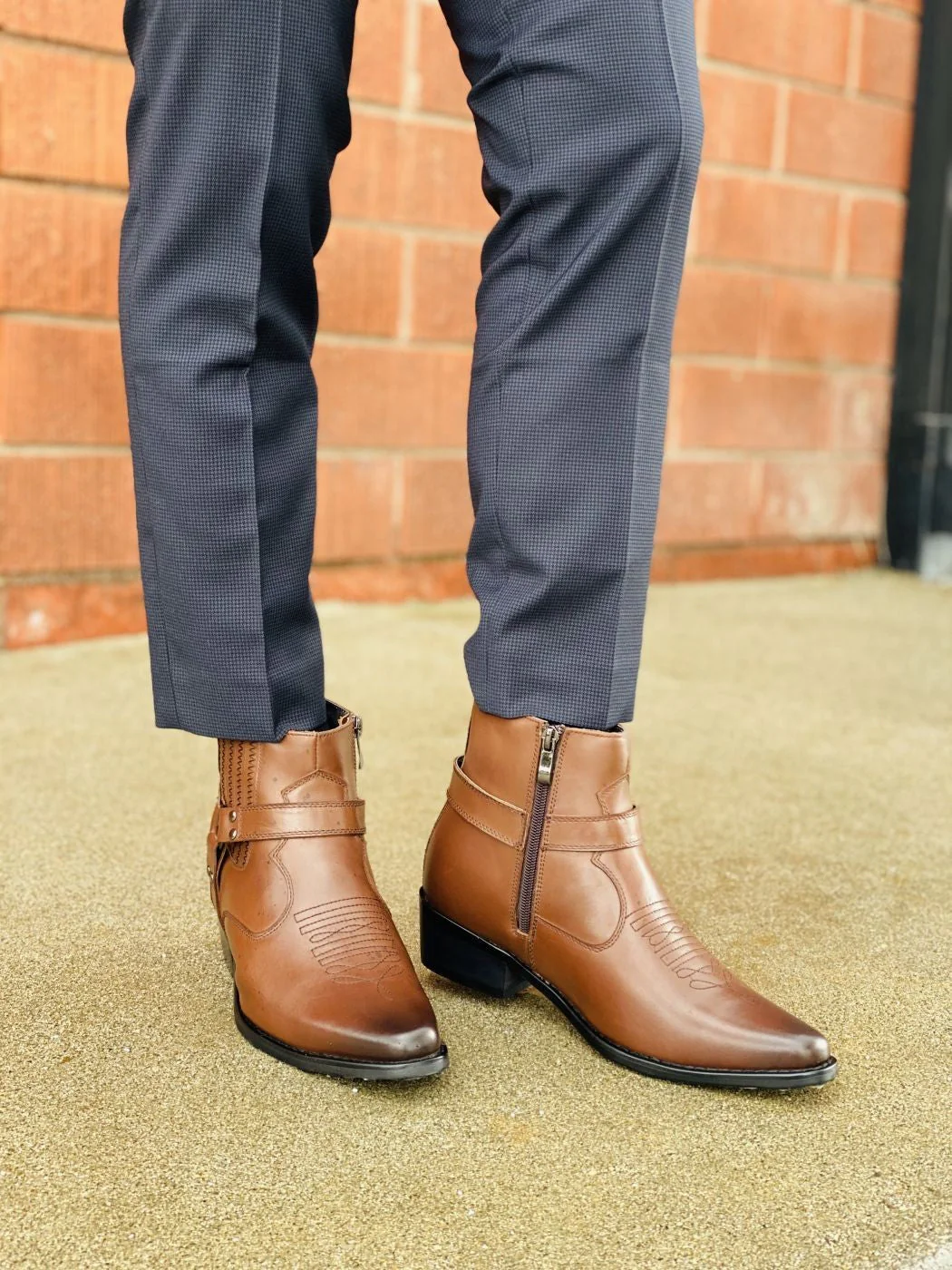 T8113 - 3.3 Inches Taller (Dark Brown) - Zipper Men's Boots - Image 6