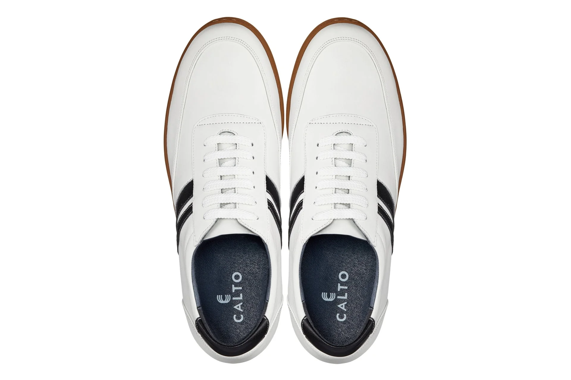 Y2821 - White Leather Men's Sneakers - 2.8 inches - Image 4