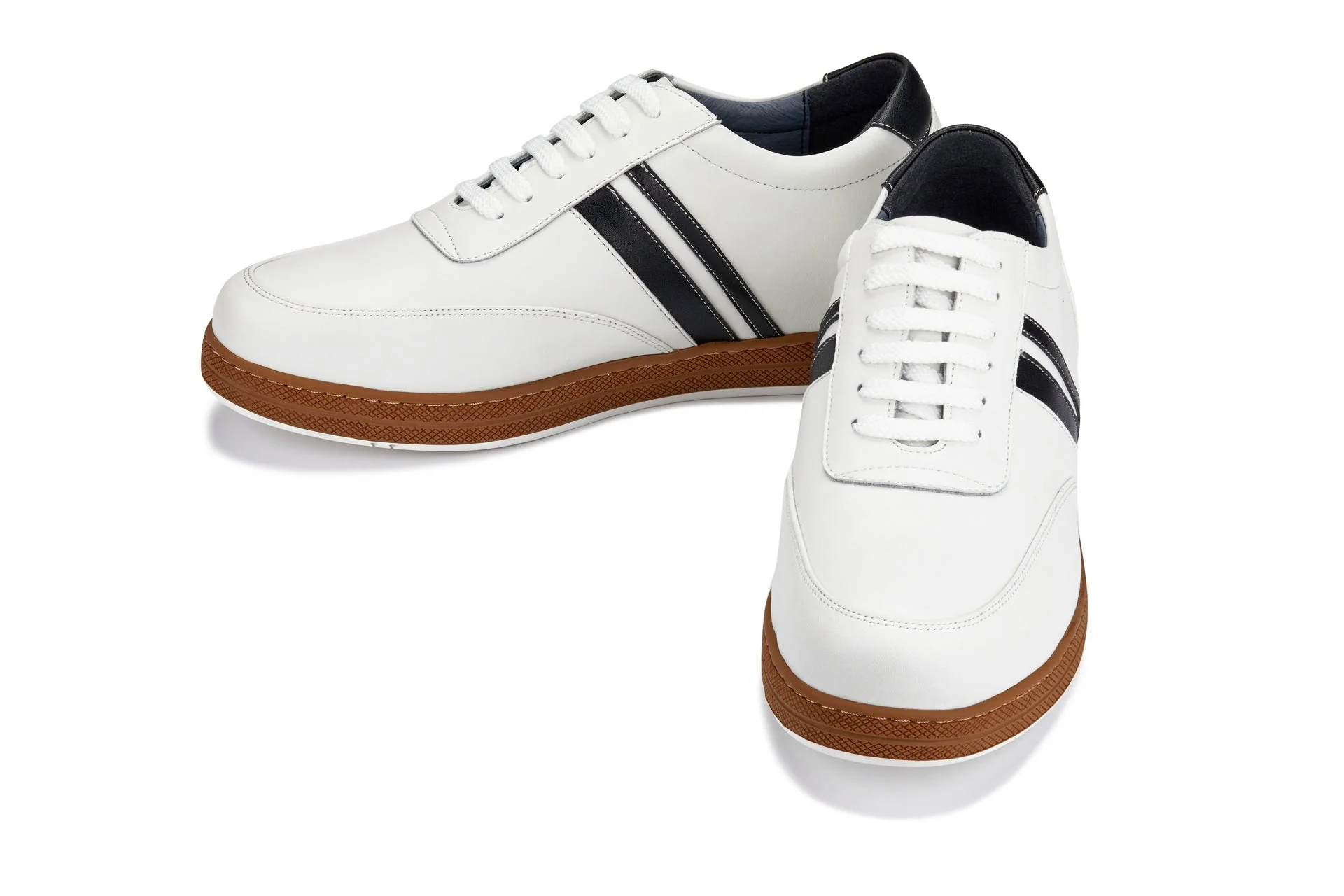 Y2821 - White Leather Men's Sneakers - 2.8 inches - Image 5