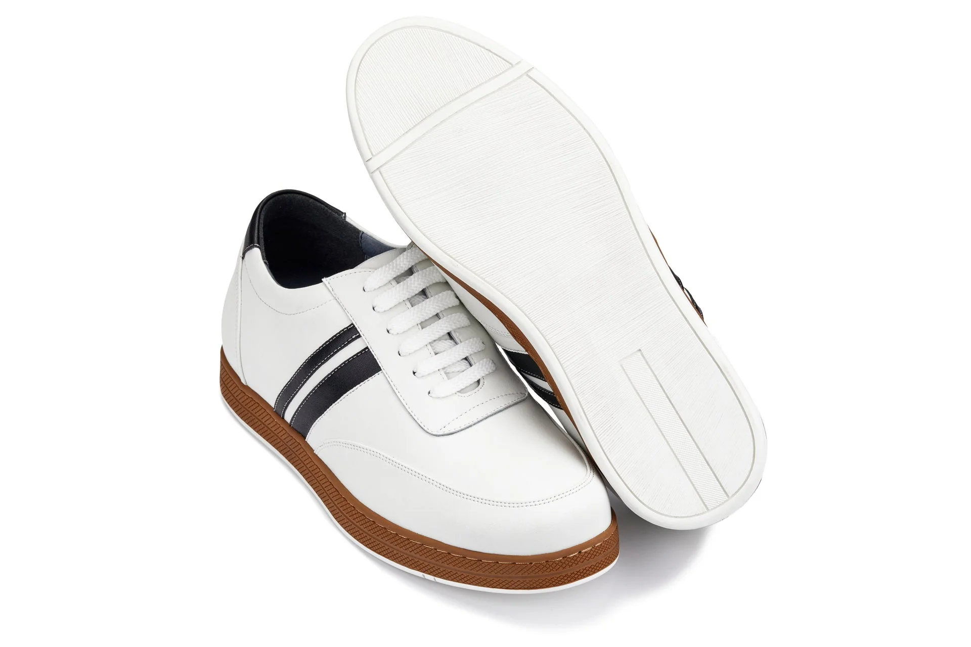 Y2821 - White Leather Men's Sneakers - 2.8 inches - Image 6