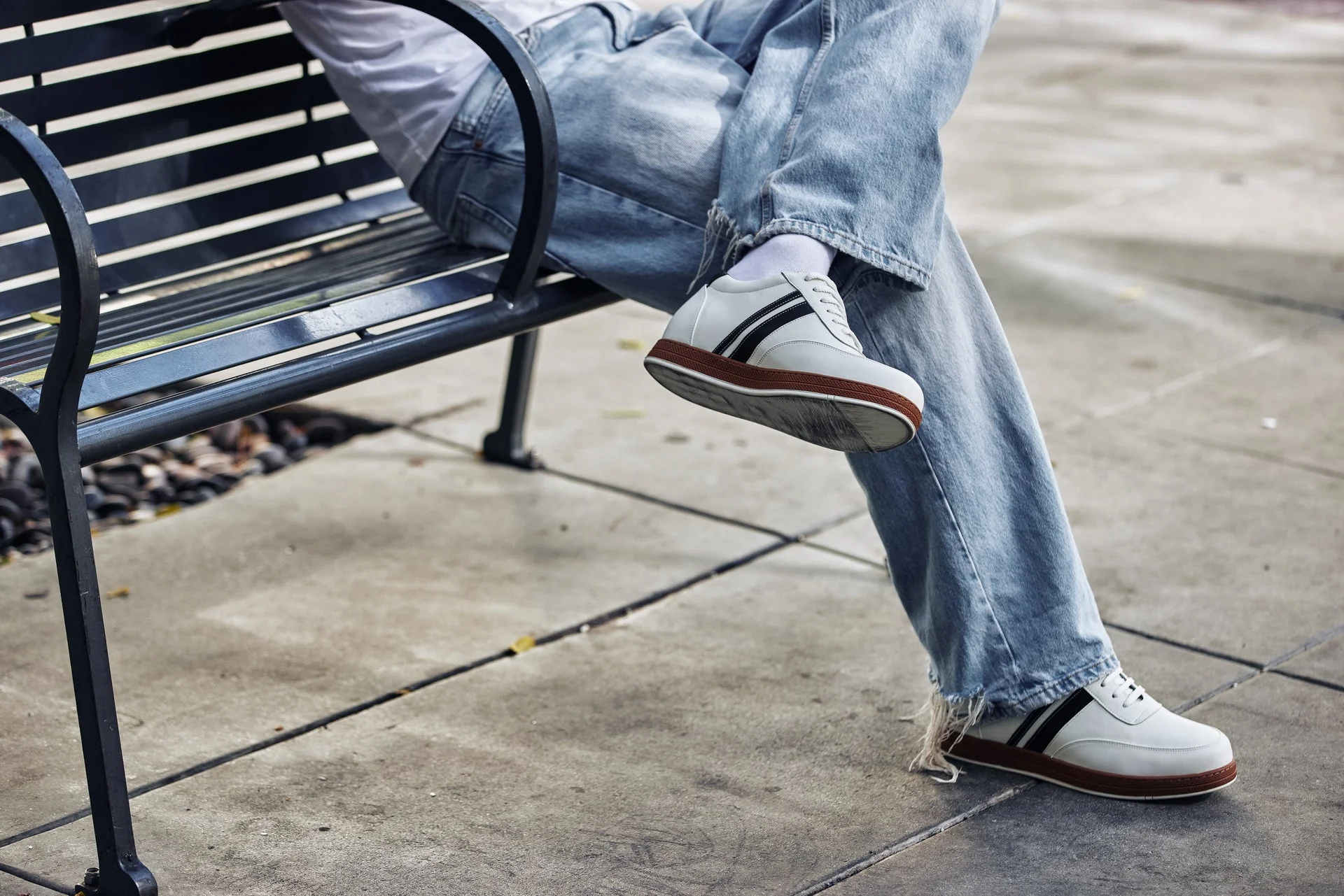 Y2821 - White Leather Men's Sneakers - 2.8 inches - Image 8
