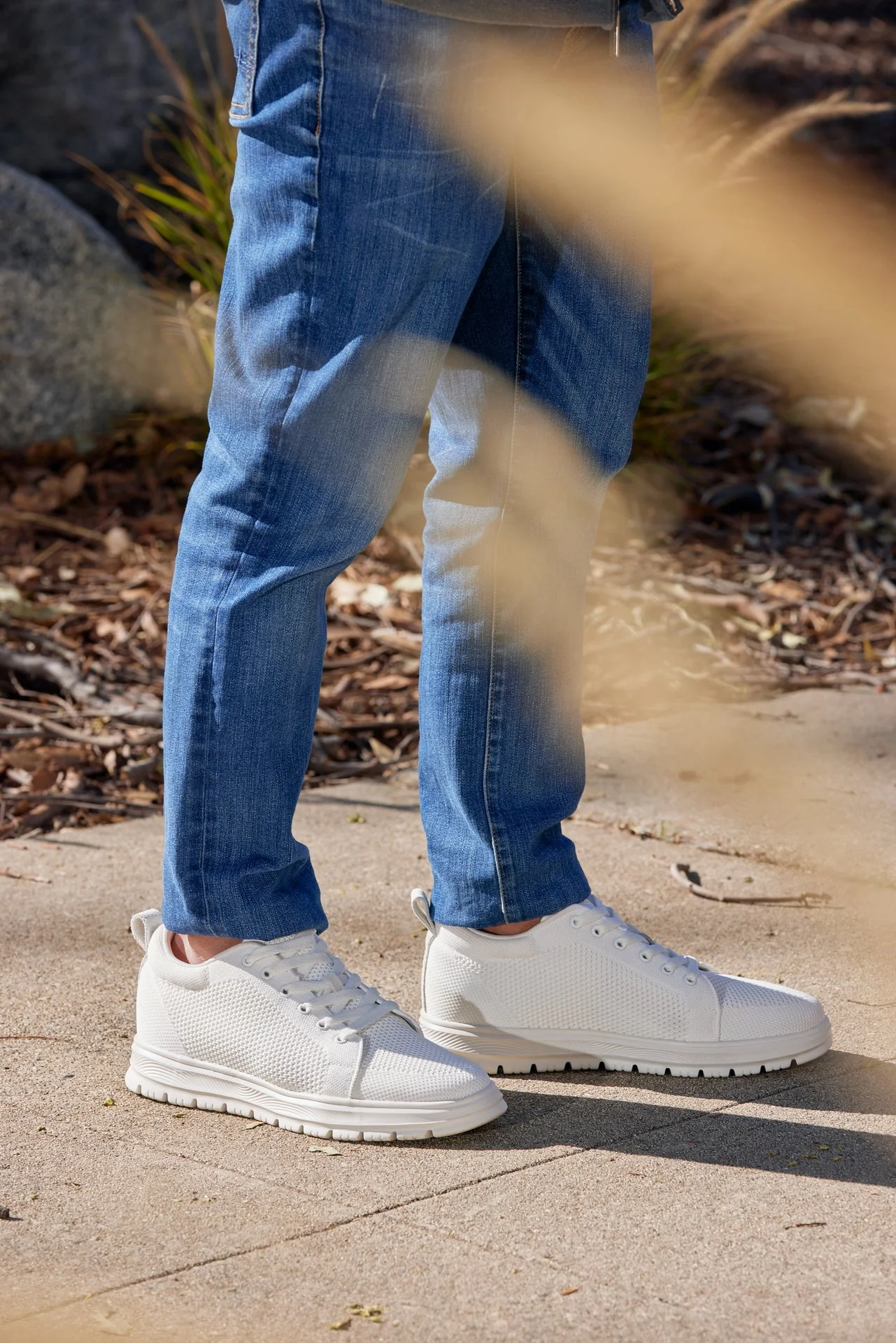 X2321 - 2.4 Inches Taller (White/White Sole) - Lace Up Men's Casual Sneakers - Image 10