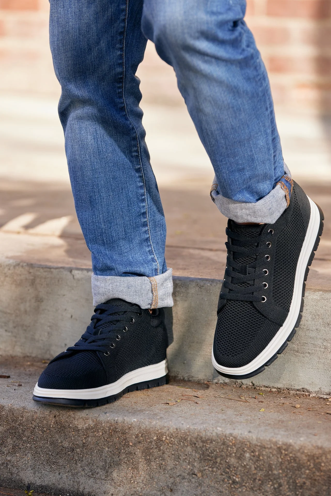 X2322 - 2.4 Inches Taller (Black/White & Black Sole) - Lace Up Casual Men's Sneaker - Image 8