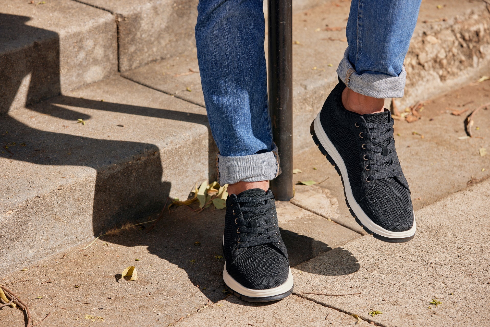 X2322 - 2.4 Inches Taller (Black/White & Black Sole) - Lace Up Casual Men's Sneaker - Image 9