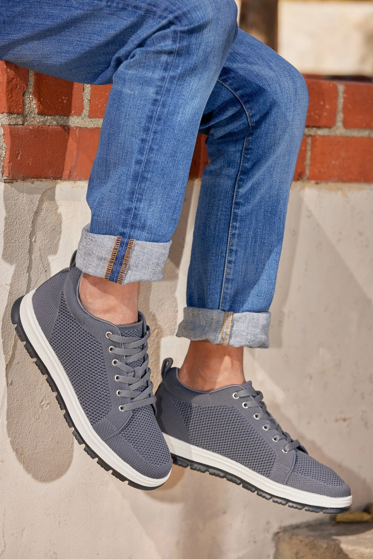 X2323 - 2.4 Inches Taller (Iron Grey/White & Black Sole) - Lace Up Casual Men's Sneakers - Image 10