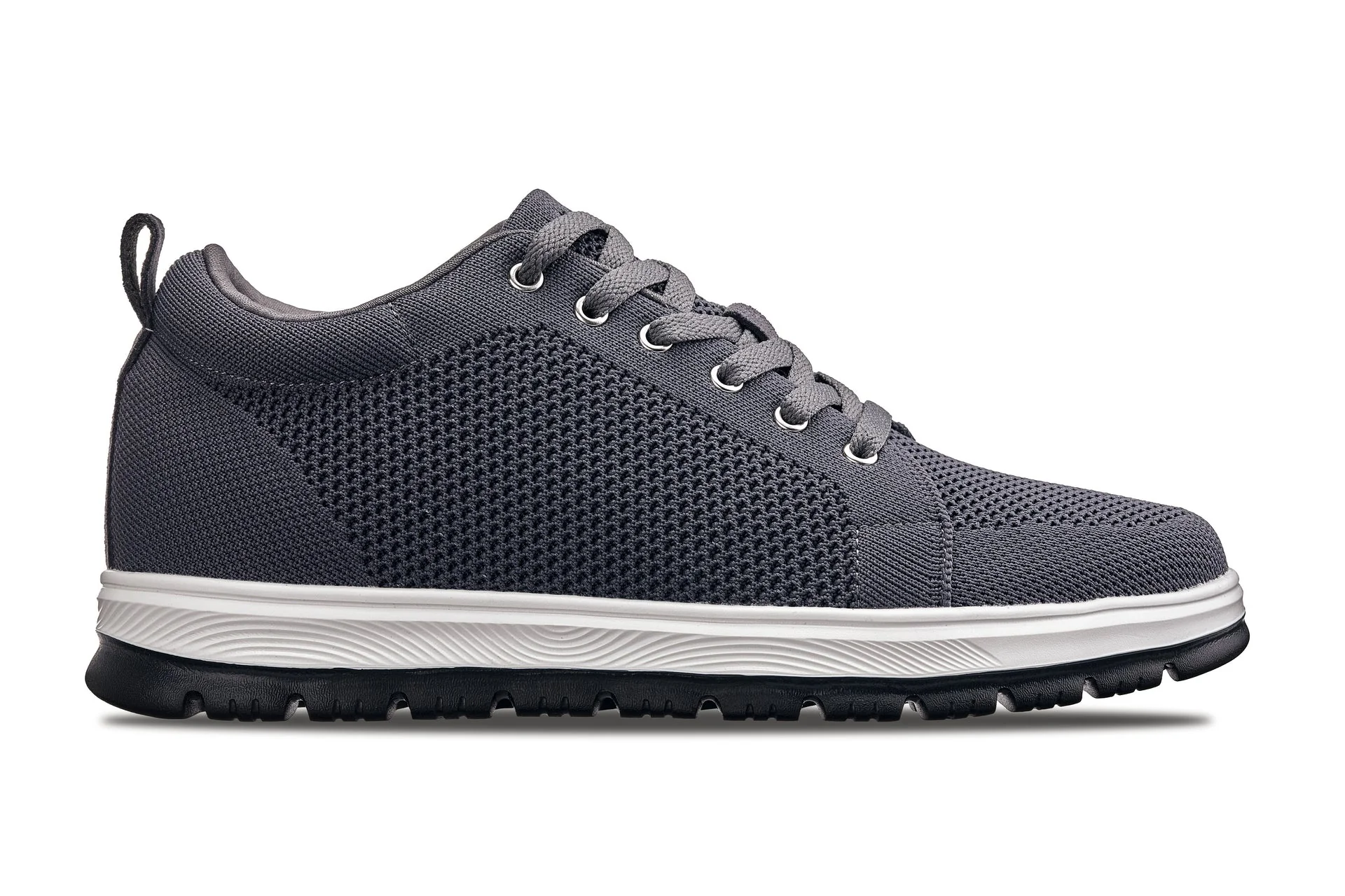 X2323 - 2.4 Inches Taller (Iron Grey/White & Black Sole) - Lace Up Casual Men's Sneakers - Image 2