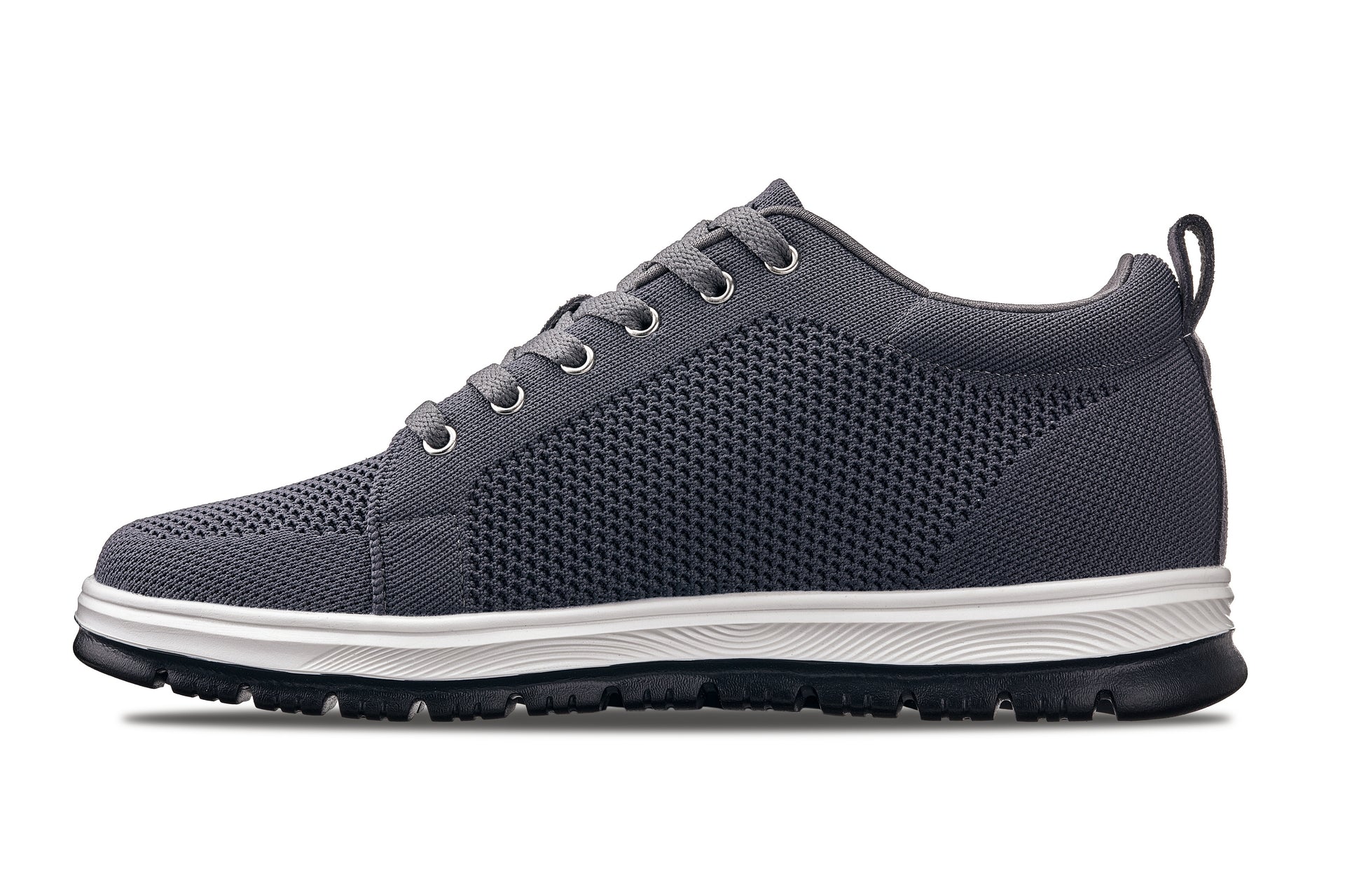 X2323 - 2.4 Inches Taller (Iron Grey/White & Black Sole) - Lace Up Casual Men's Sneakers - Image 3