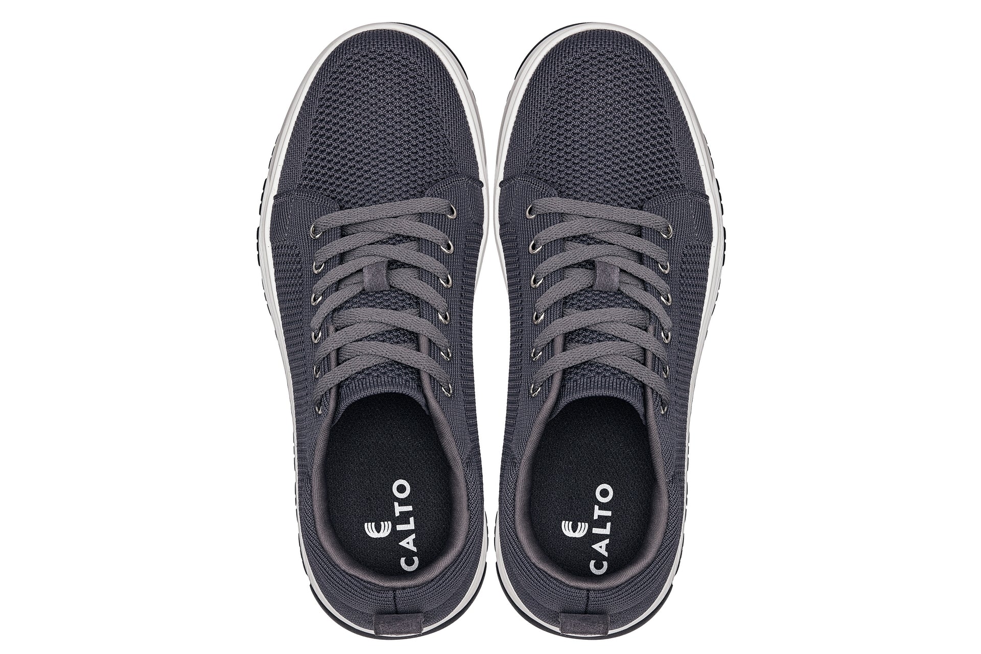 X2323 - 2.4 Inches Taller (Iron Grey/White & Black Sole) - Lace Up Casual Men's Sneakers - Image 4