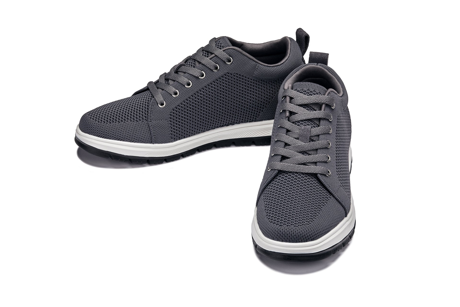 X2323 - 2.4 Inches Taller (Iron Grey/White & Black Sole) - Lace Up Casual Men's Sneakers - Image 5