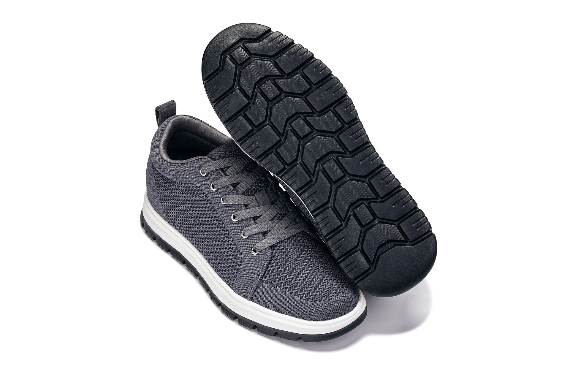 X2323 - 2.4 Inches Taller (Iron Grey/White & Black Sole) - Lace Up Casual Men's Sneakers - Image 6