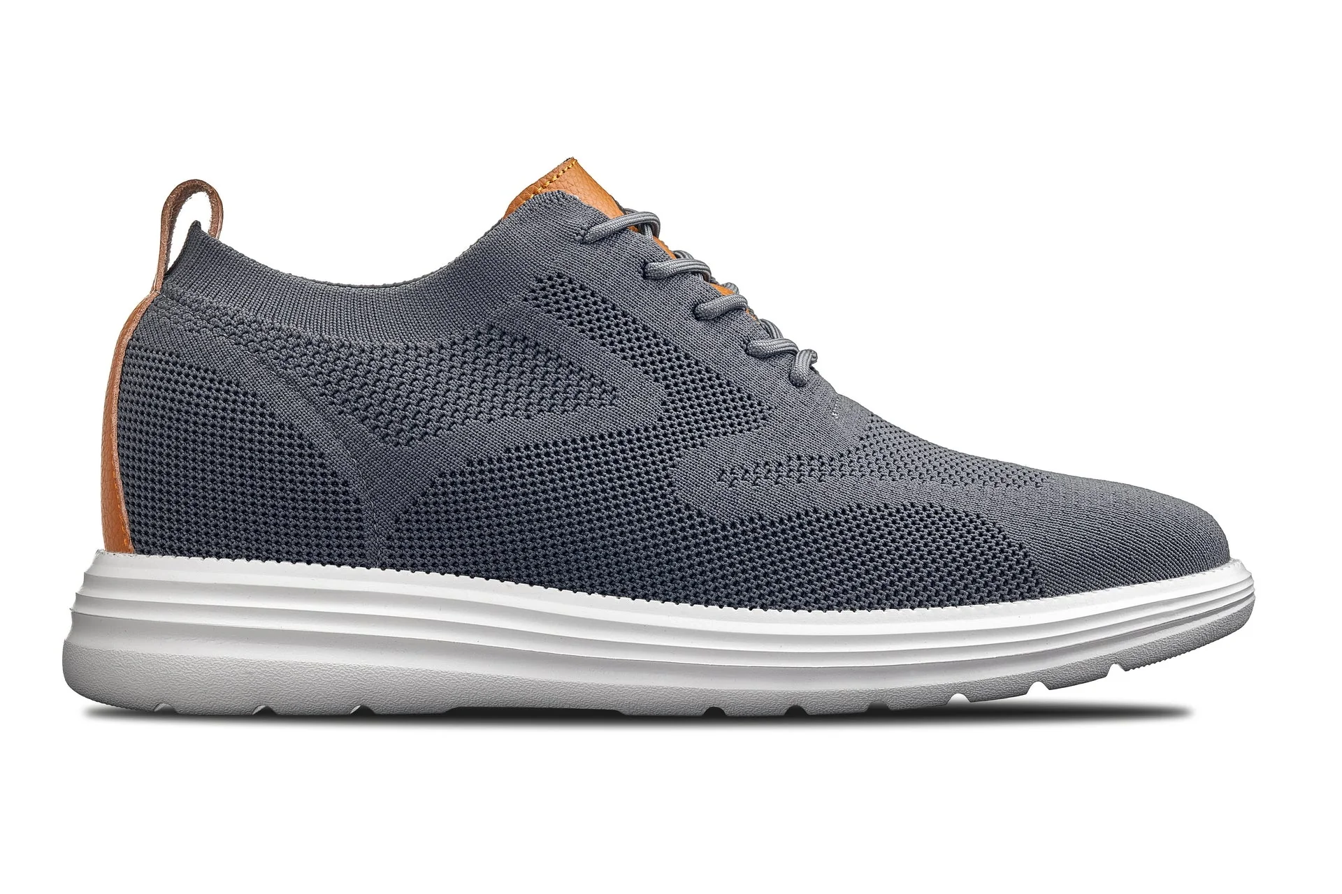 X2636 - 2.8 Inches Taller (Iron Grey/Brown) - Lace Up Casual Men's Walker Shoes - Image 2