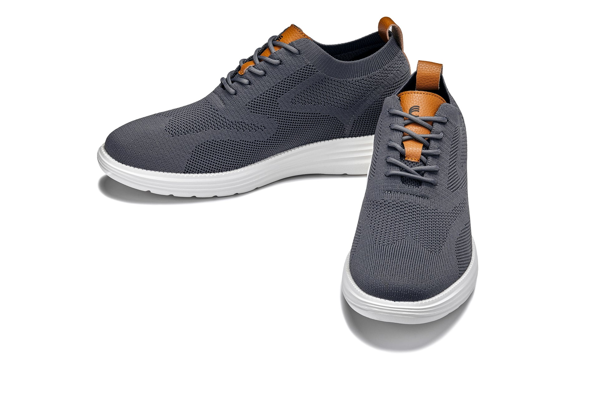 X2636 - 2.8 Inches Taller (Iron Grey/Brown) - Lace Up Casual Men's Walker Shoes - Image 5