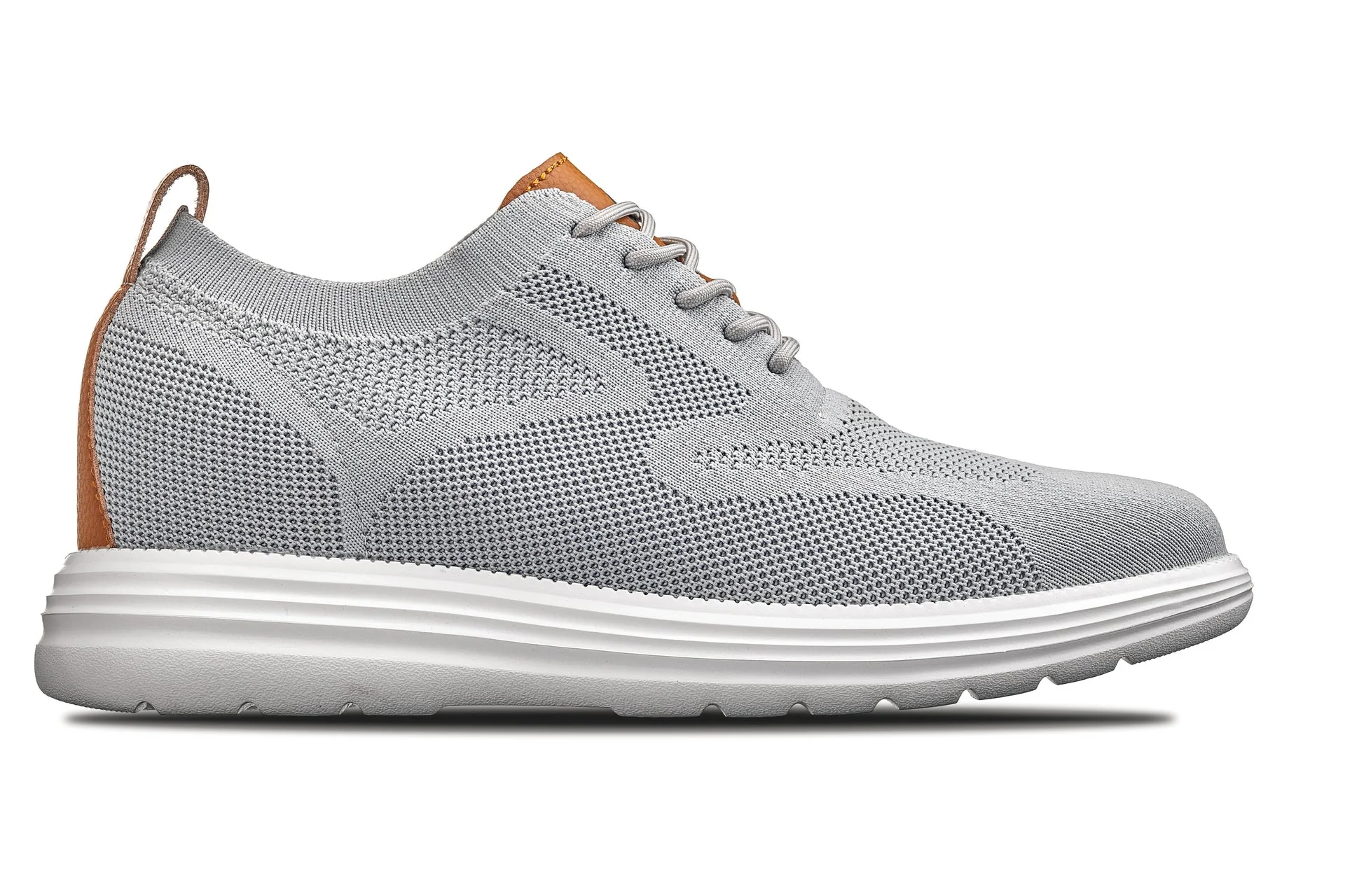 X2637 - 2.8 Inches Taller (Pewter Grey/Brown) - Lace Up Casual Men's Walker Shoes - Image 2