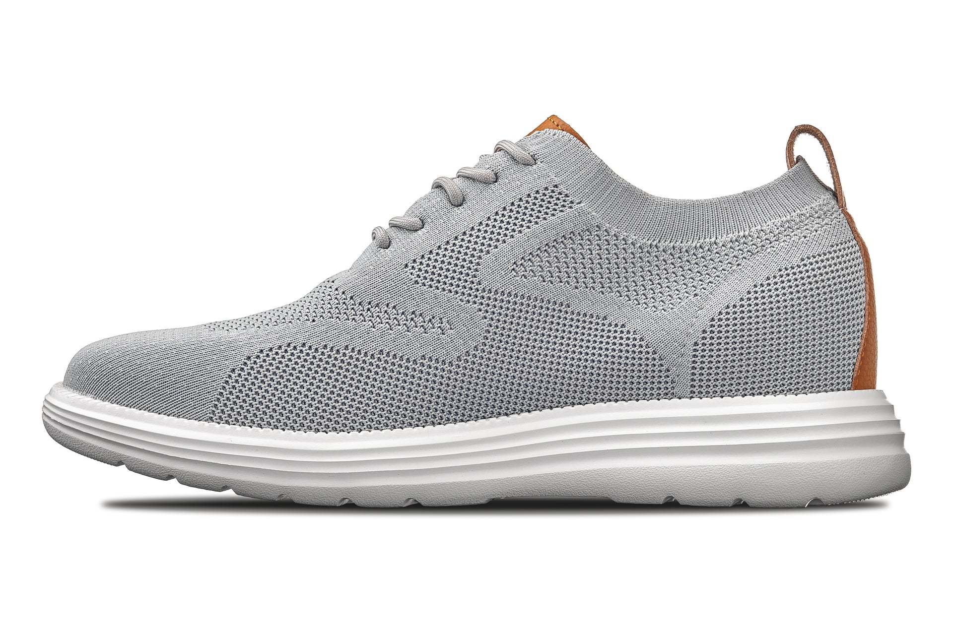 X2637 - 2.8 Inches Taller (Pewter Grey/Brown) - Lace Up Casual Men's Walker Shoes - Image 3