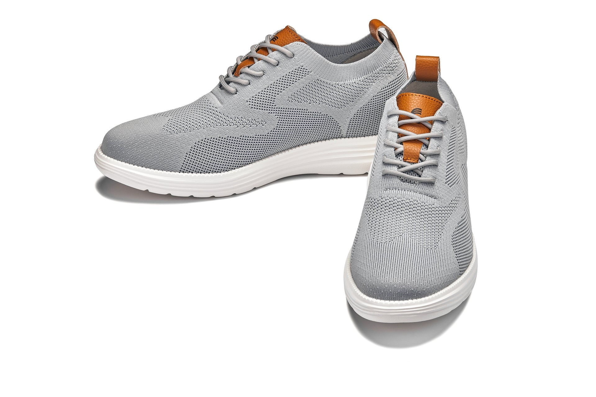 X2637 - 2.8 Inches Taller (Pewter Grey/Brown) - Lace Up Casual Men's Walker Shoes - Image 5