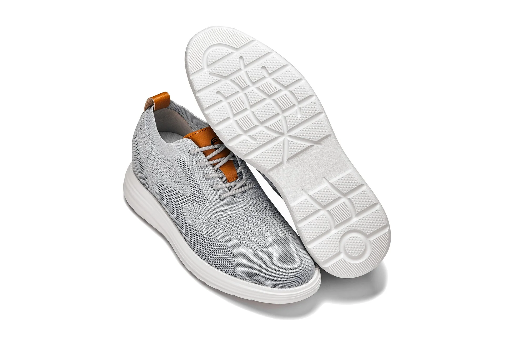 X2637 - 2.8 Inches Taller (Pewter Grey/Brown) - Lace Up Casual Men's Walker Shoes - Image 6