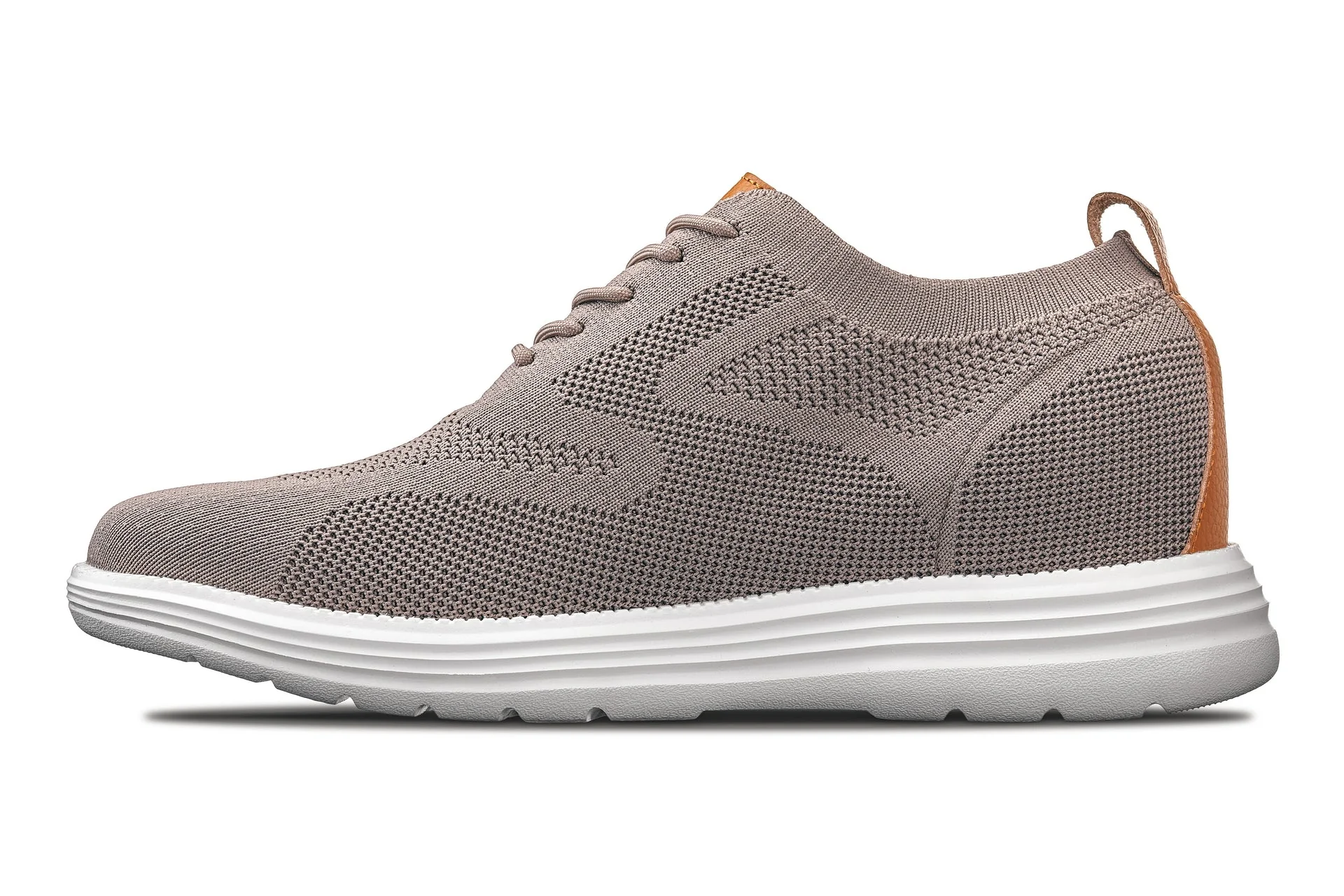 X2638 - 2.8 Inches Taller (Khaki/Brown) - Lace Up Casual Men's Walker Shoes - Image 3