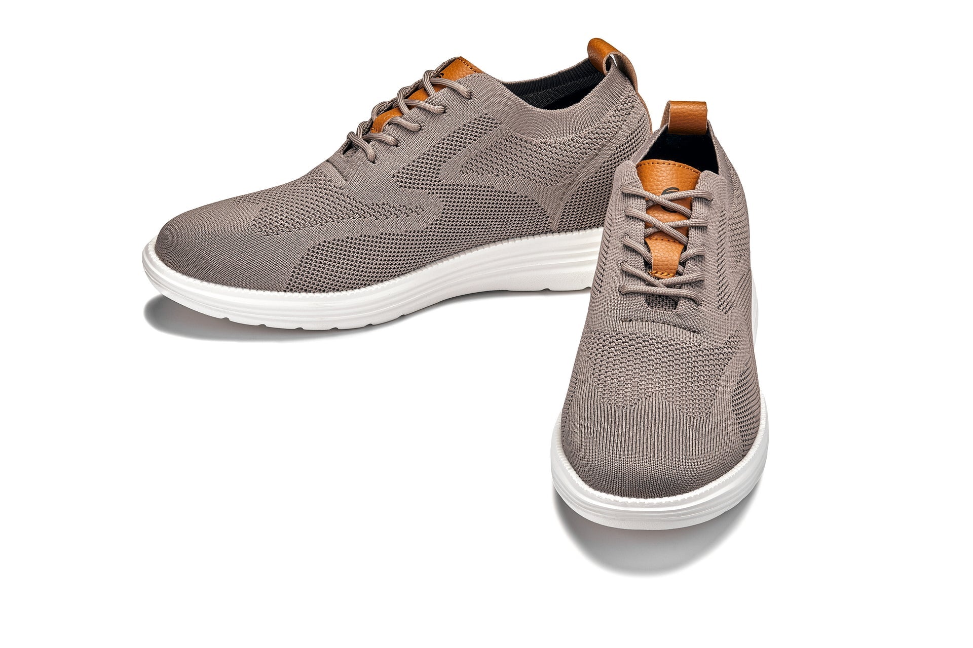 X2638 - 2.8 Inches Taller (Khaki/Brown) - Lace Up Casual Men's Walker Shoes - Image 5