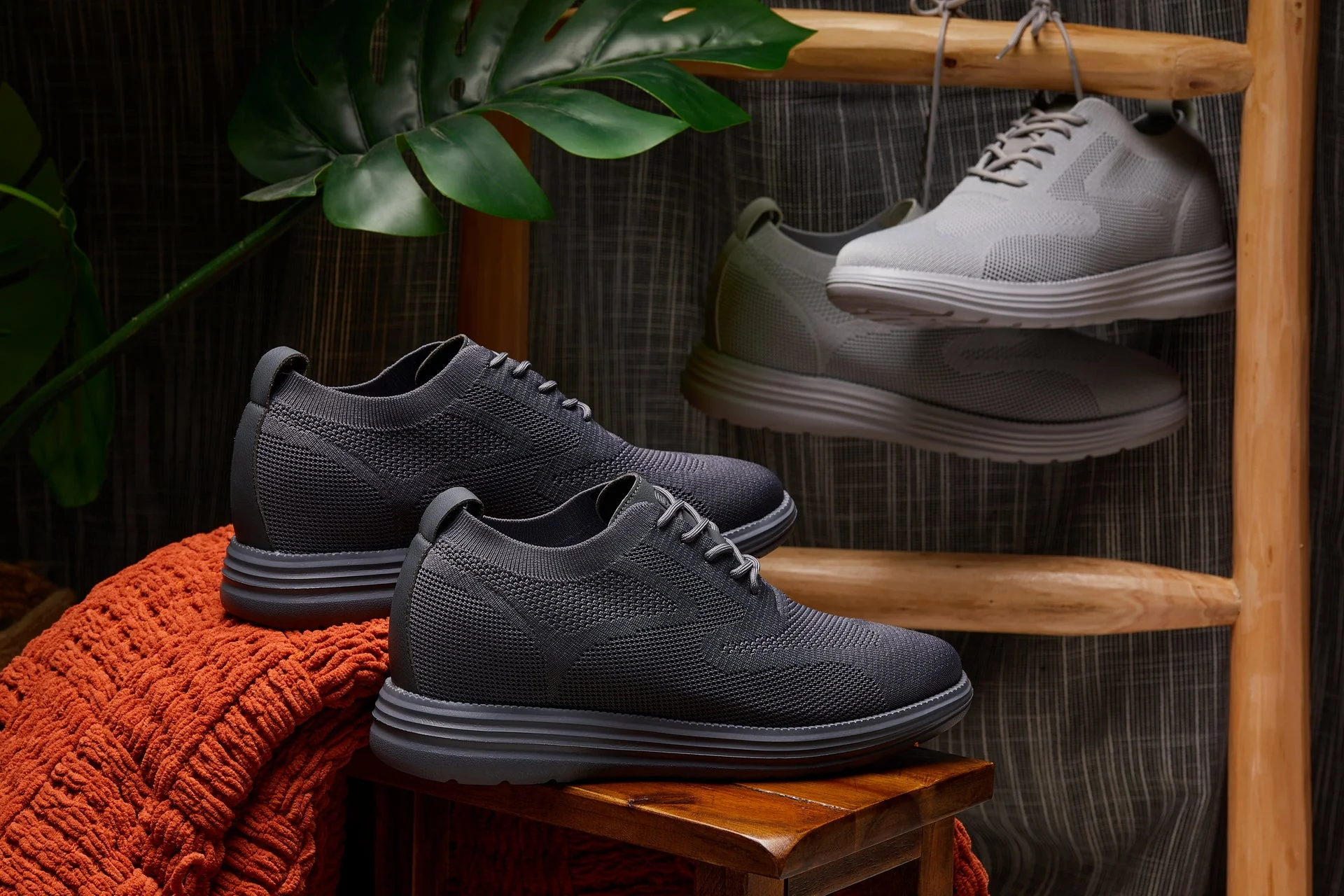 X2640 - 2.8 Inches Taller (Pewter/Light Grey Sole) - Lace Up Casual Men's Walker Shoes - Image 8