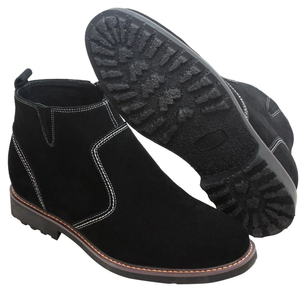 Y41082 - 3.2 Inches Taller (Nubuck Black) - Zipper Men's Boots - Image 5