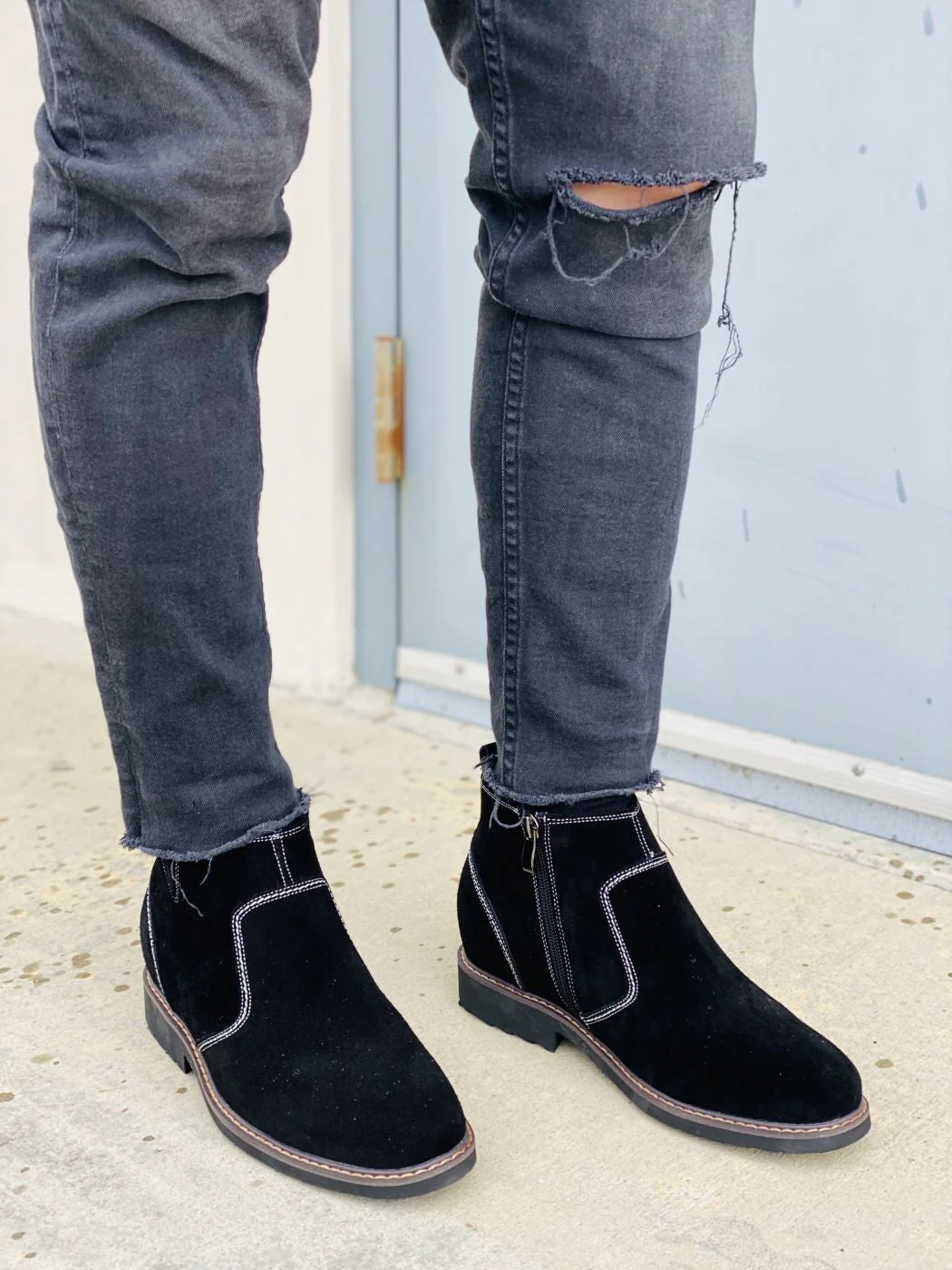 Y41082 - 3.2 Inches Taller (Nubuck Black) - Zipper Men's Boots - Image 7