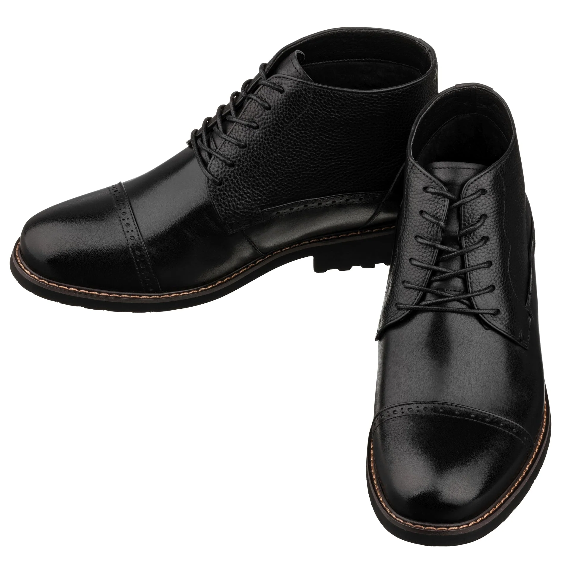 Y41083 - 3.2 Inches Taller (Black) - Lace Up Casual Men's Boots - Image 4