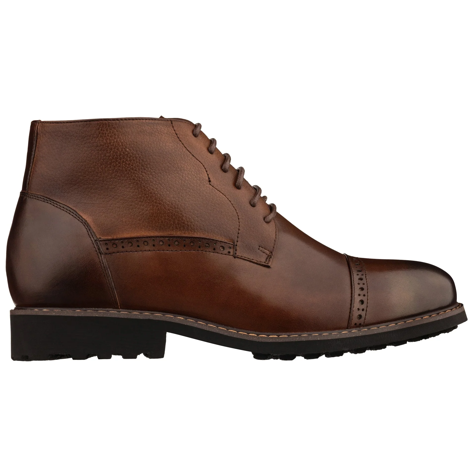 Y41084 - 3.2 Inches Taller (Coffee Brown) - Lace Up Casual Men's Boots - Image 2