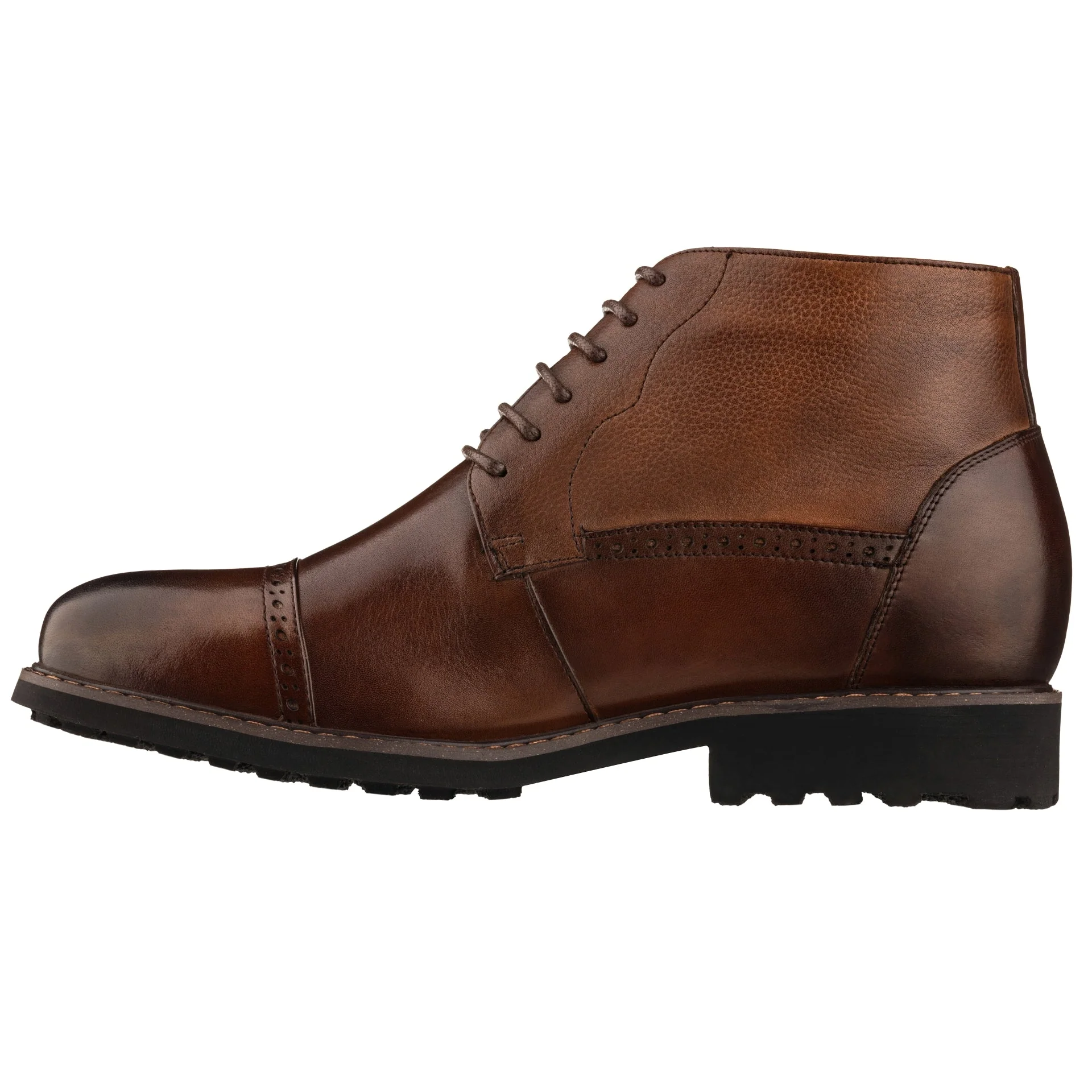 Y41084 - 3.2 Inches Taller (Coffee Brown) - Lace Up Casual Men's Boots - Image 3