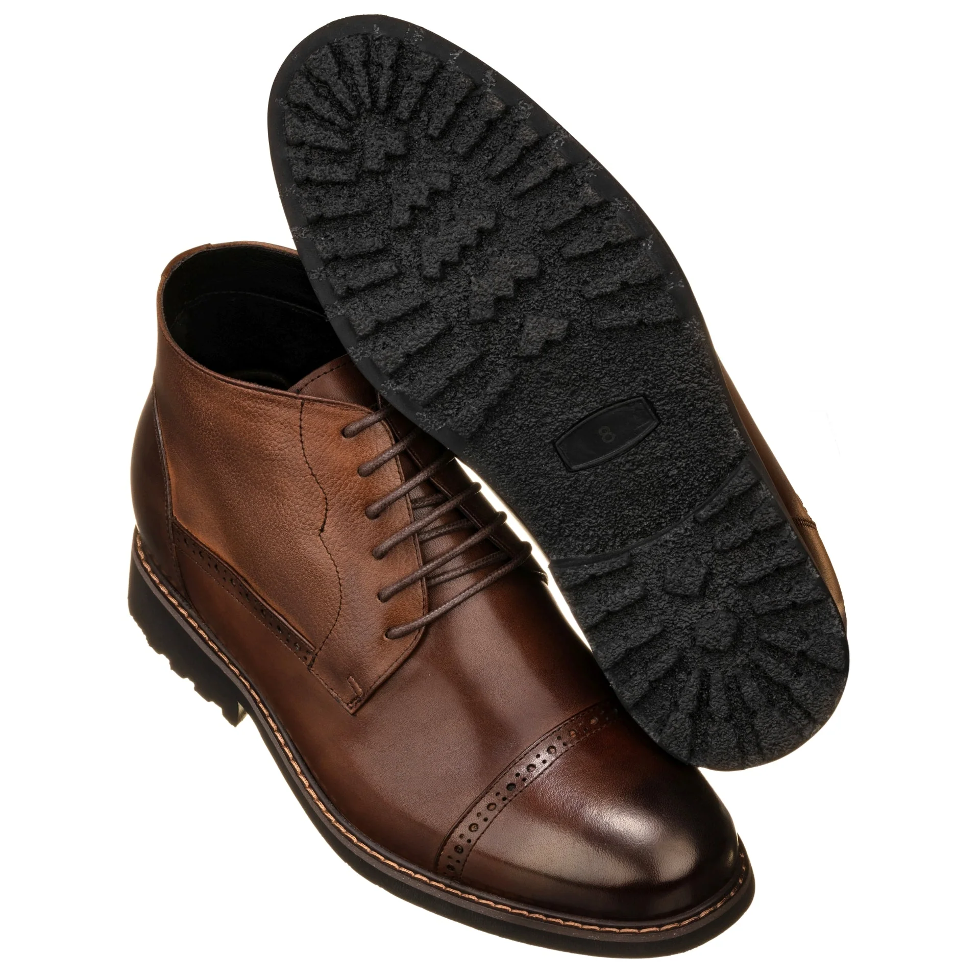 Y41084 - 3.2 Inches Taller (Coffee Brown) - Lace Up Casual Men's Boots - Image 5